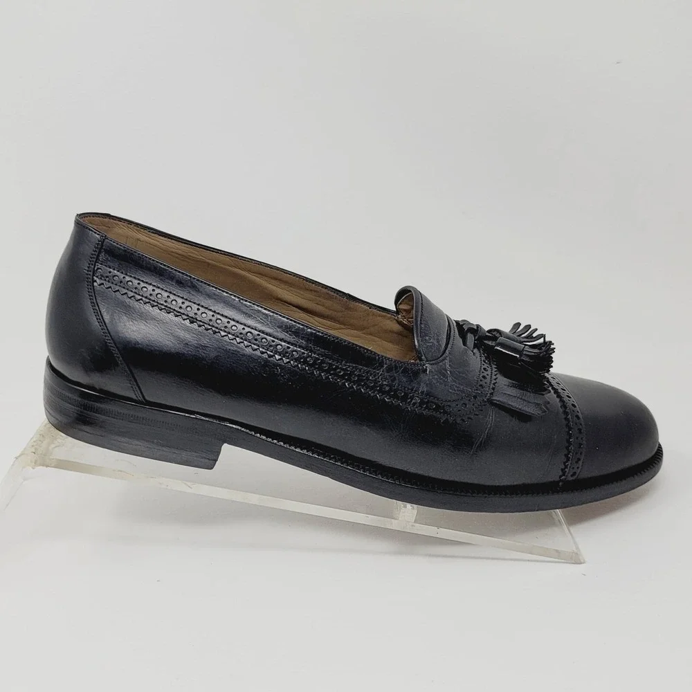 Yanko Espana Mens loafers Sz 8 D Kilti tassel shoes Black Casual Dress spain